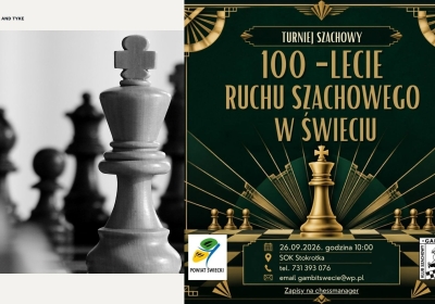 100-lecie zorganizowanego Ruchu Szachowego w Świeciu – będzie turniej