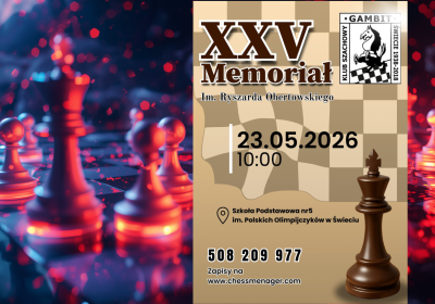 Gambit Świecie zaprasza na jubileuszowy memoriał Ryszarda Obertowskiego