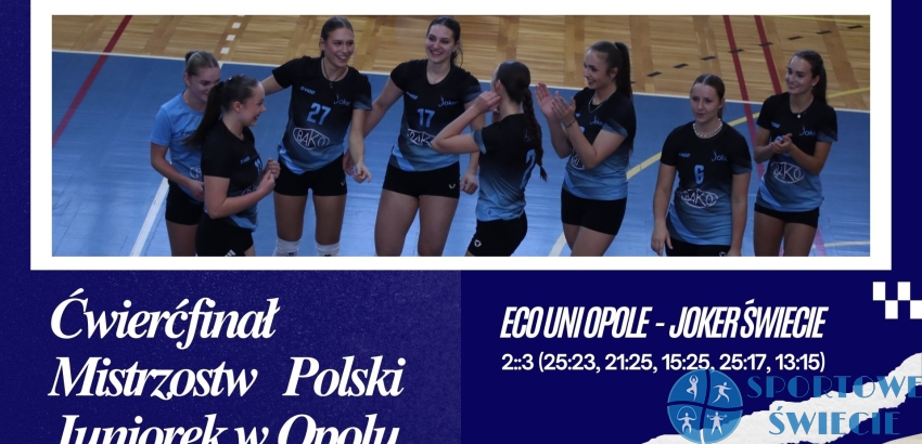 Joker Świecie wygraną po tie-breaku zaczął ćwierćfinał MPJ w Opolu